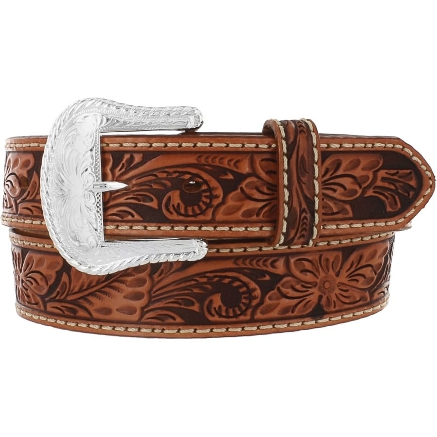 Hand Tooled Floral Western Leather Belt by Tony Lama