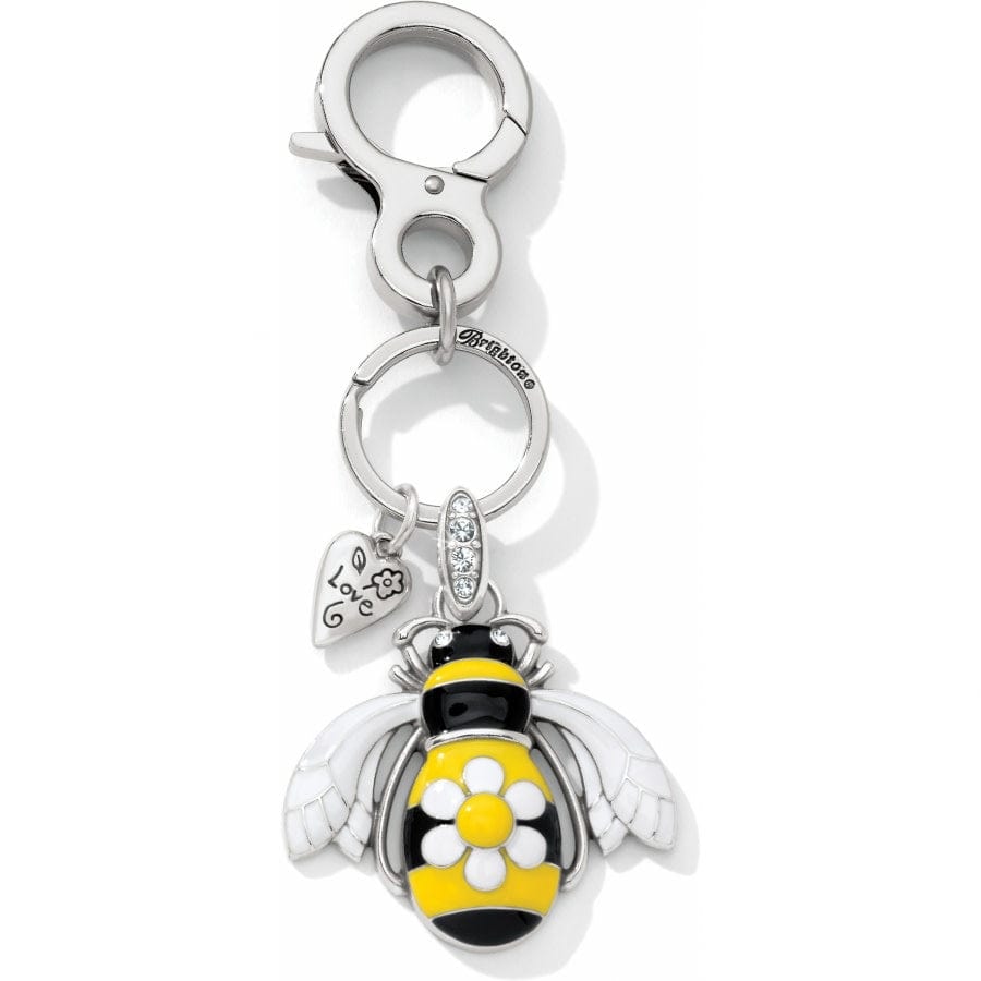 Bee Charm Keychain with Heart - Cute Handbag Fob Accessory