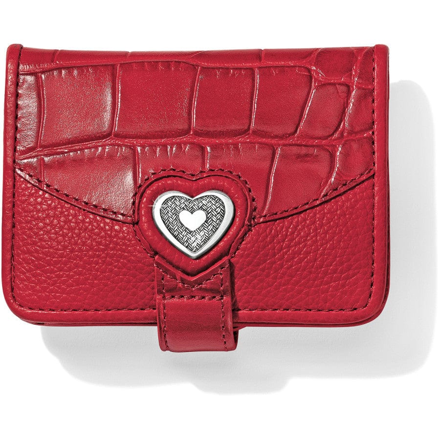 Bellissimo Small Leather Wallet with Heart Embellishment & Snap Closure
