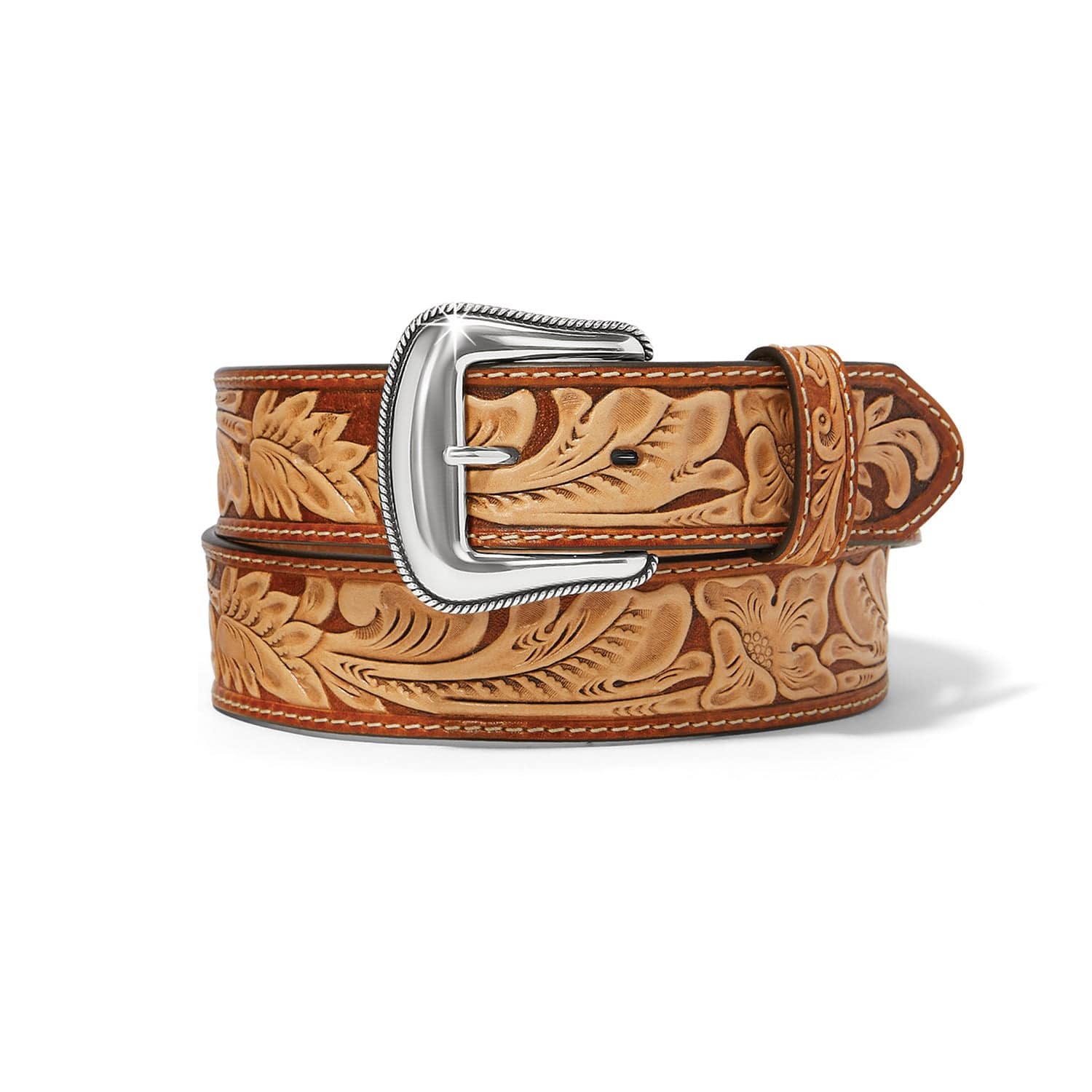 Justin Saddlers Choice Floral Embossed Leather Belt – Made in USA