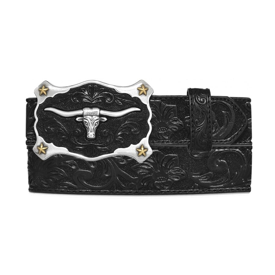 Justin Men's Classic Longhorn Belt with Trophy Buckle & Floral Embossing