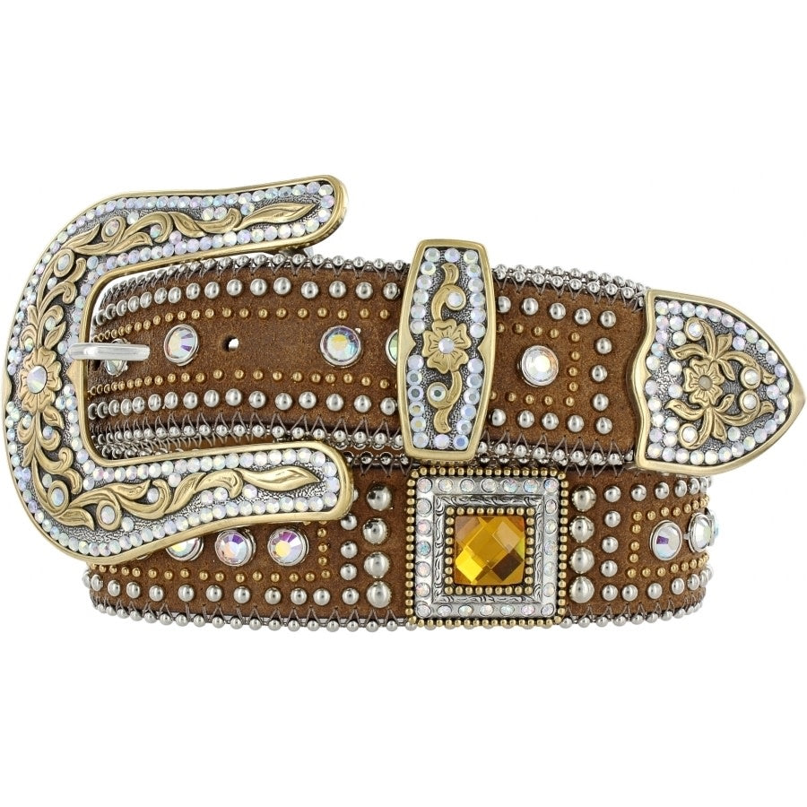 Crystal Springs Studded Leather Belt with Sparkling Crystals