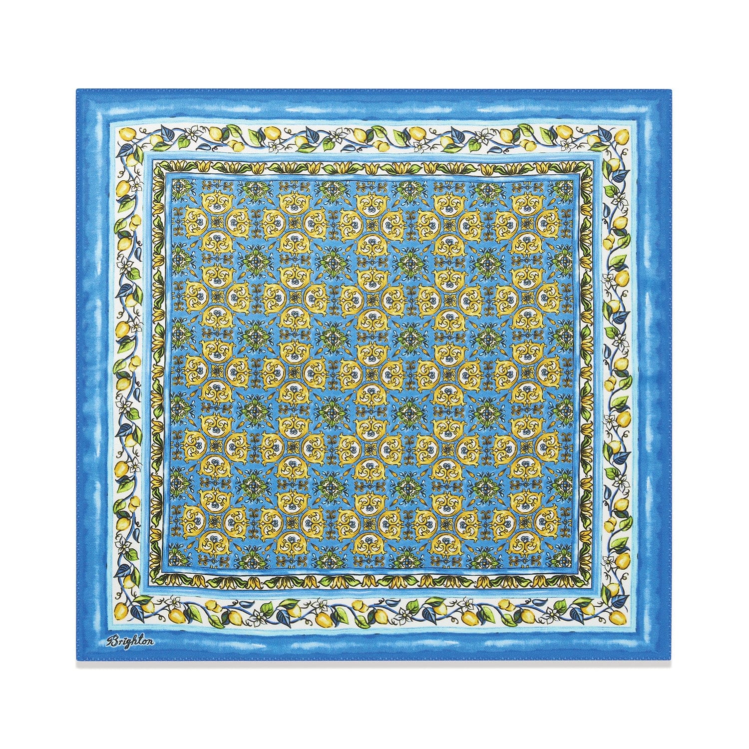 Limone Print Scarf - Vibrant Yellow & Blue Fruity Design