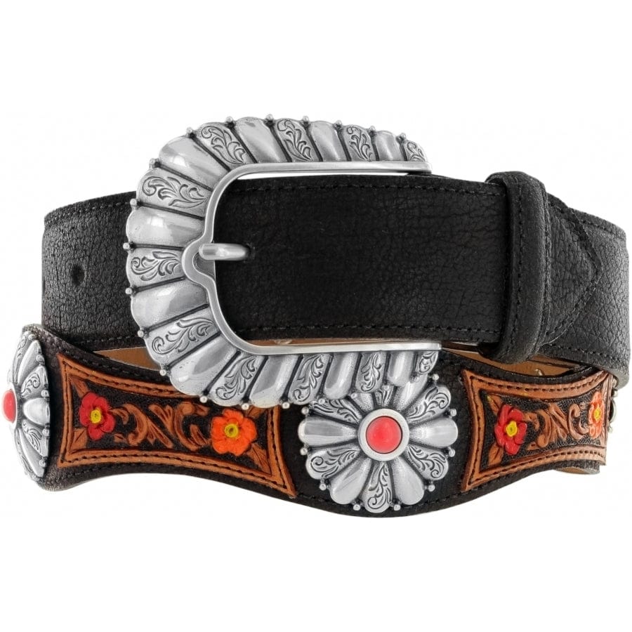 Mexican Floral Embossed Leather Belt – Native Beauty Black Waistband