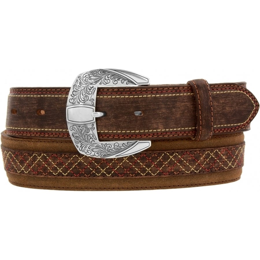 Men's Reno City Burnished Leather Belt with Etched Buckle