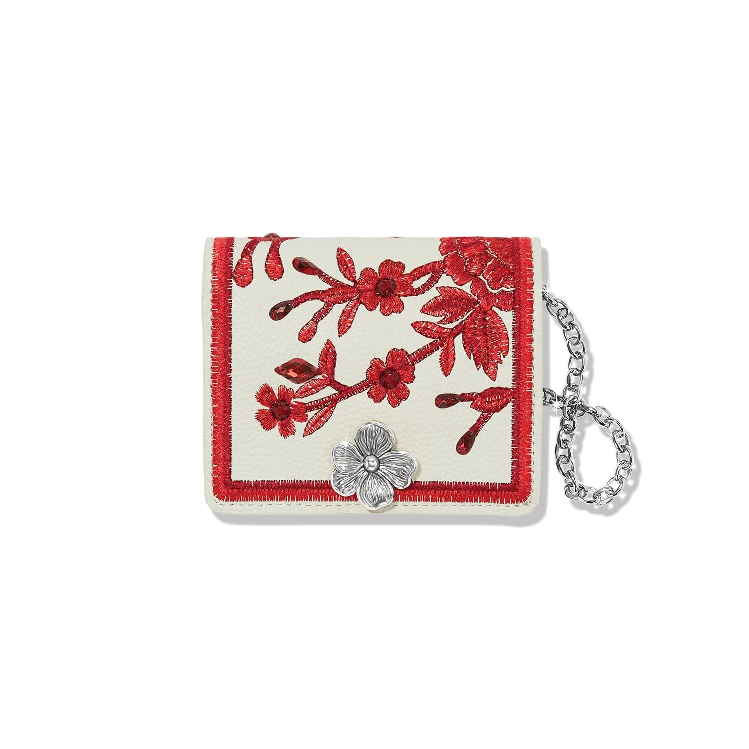 Everbloom Ruby Small Leather Wallet with Detachable Chain Strap