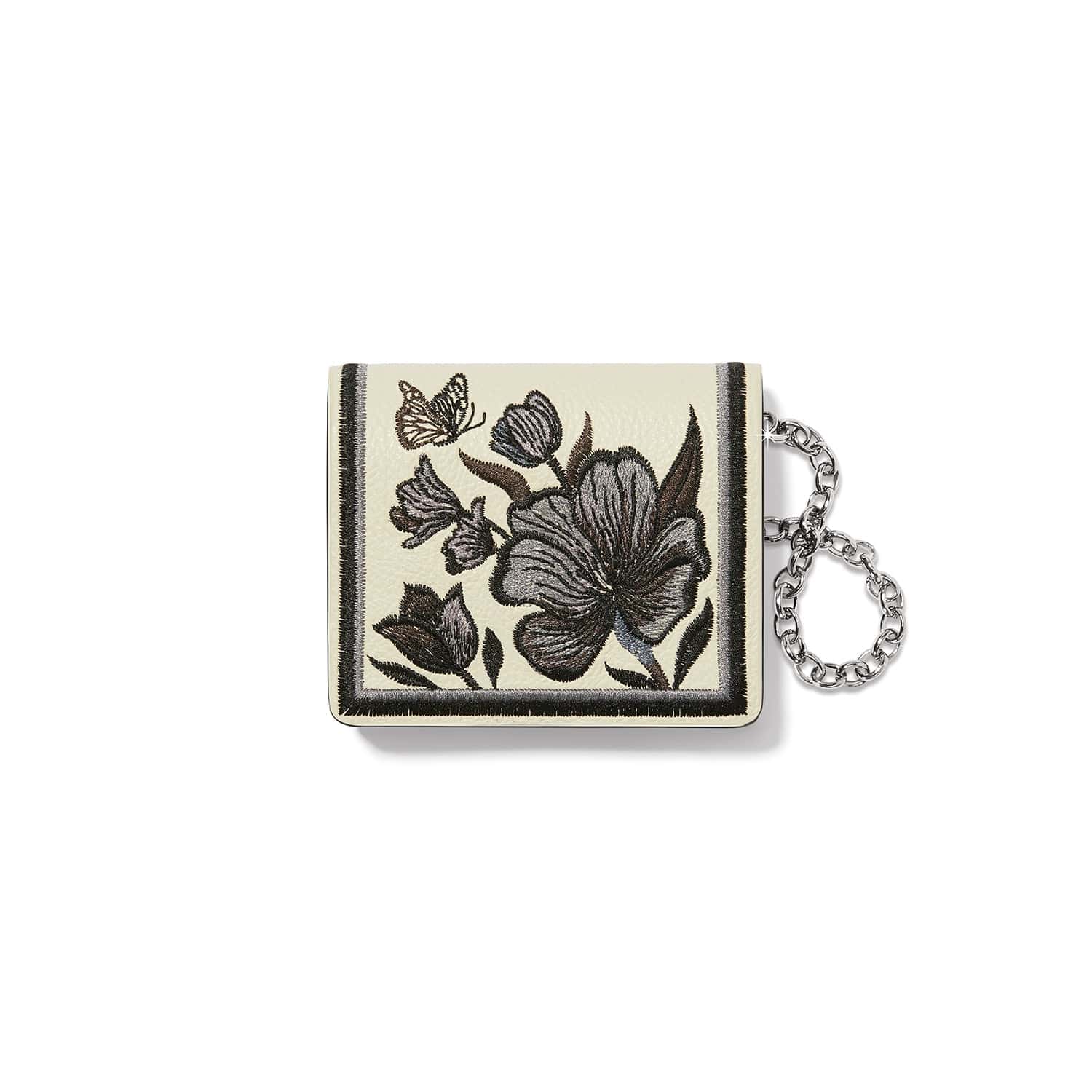 Handcrafted Embroidered Small Wallet with Detachable Chain Strap - Botanique