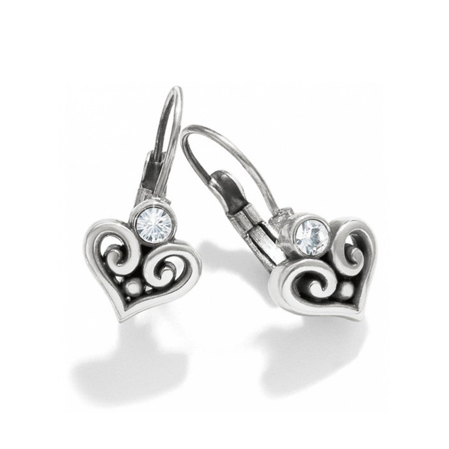 Silver Heart Leverback Earrings with Crystals – Alcazar