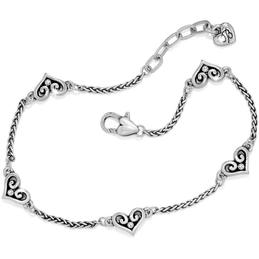 Silver Heart Anklet with Crystal Embellishments – Alcazar Design