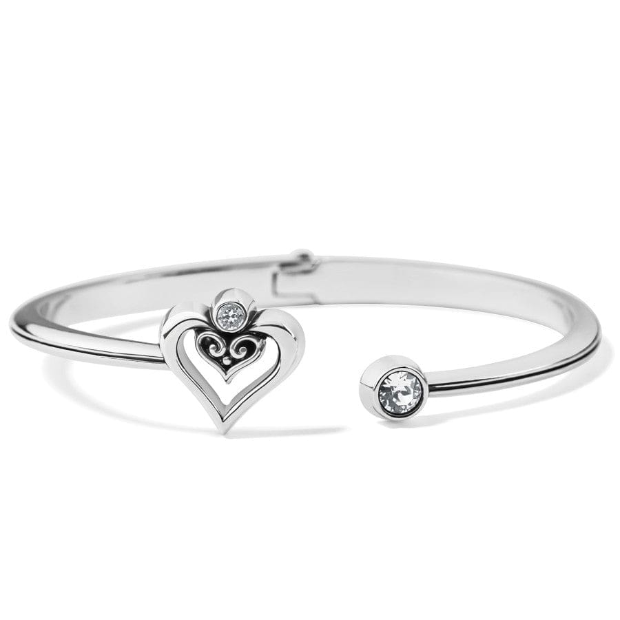 Alcazar Heart Crystal Hinged Bangle Bracelet