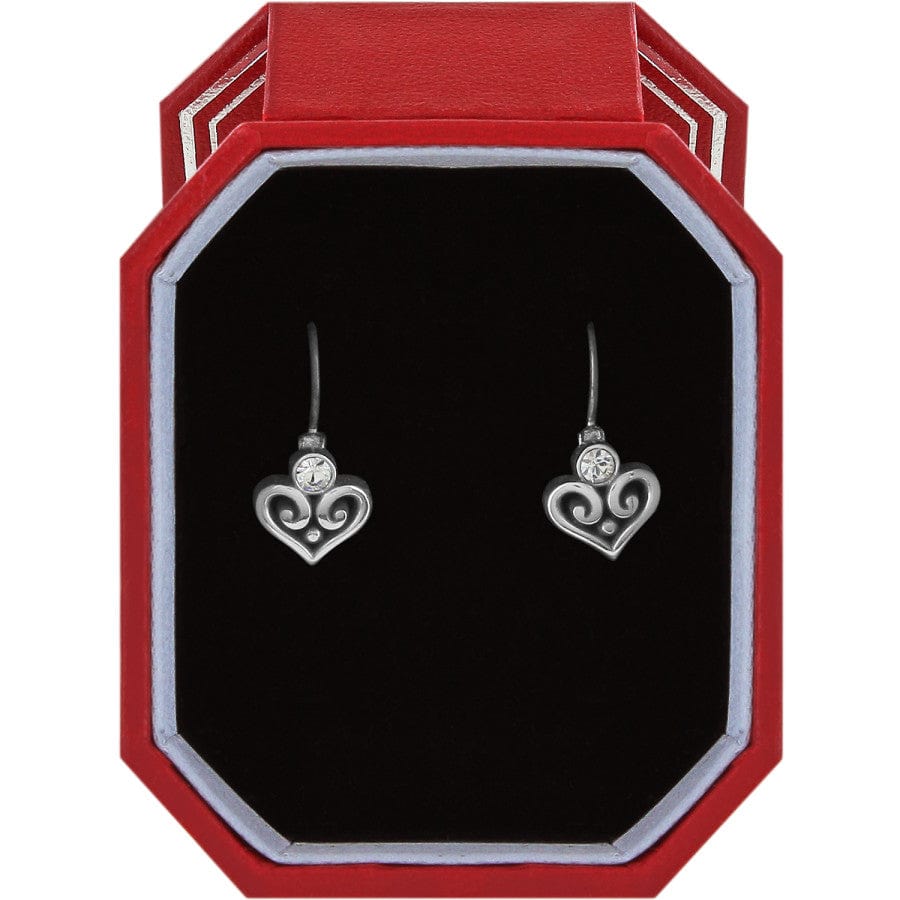 Silver Heart Leverback Earrings with Crystals – Gift Boxed