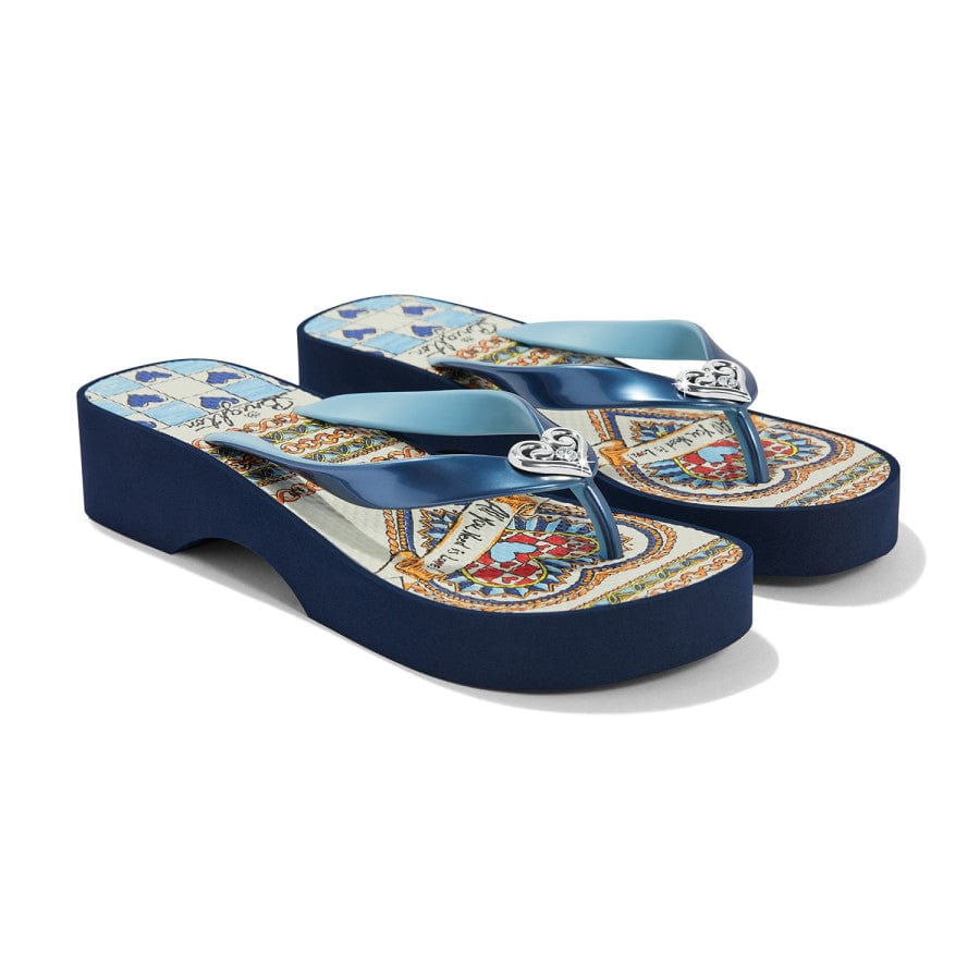 Love It Heart & Jewelry Platform Flip Flops with Pouch