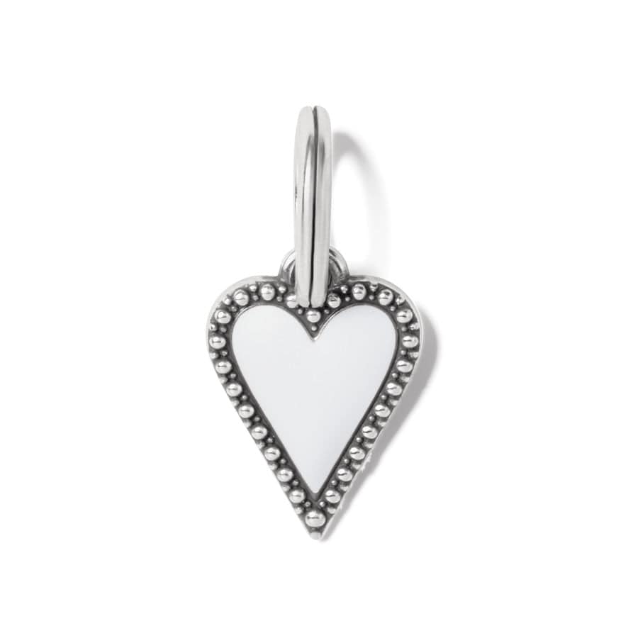 Hand-Enameled Heart Charm with Crystal Accents for Jewelry Making