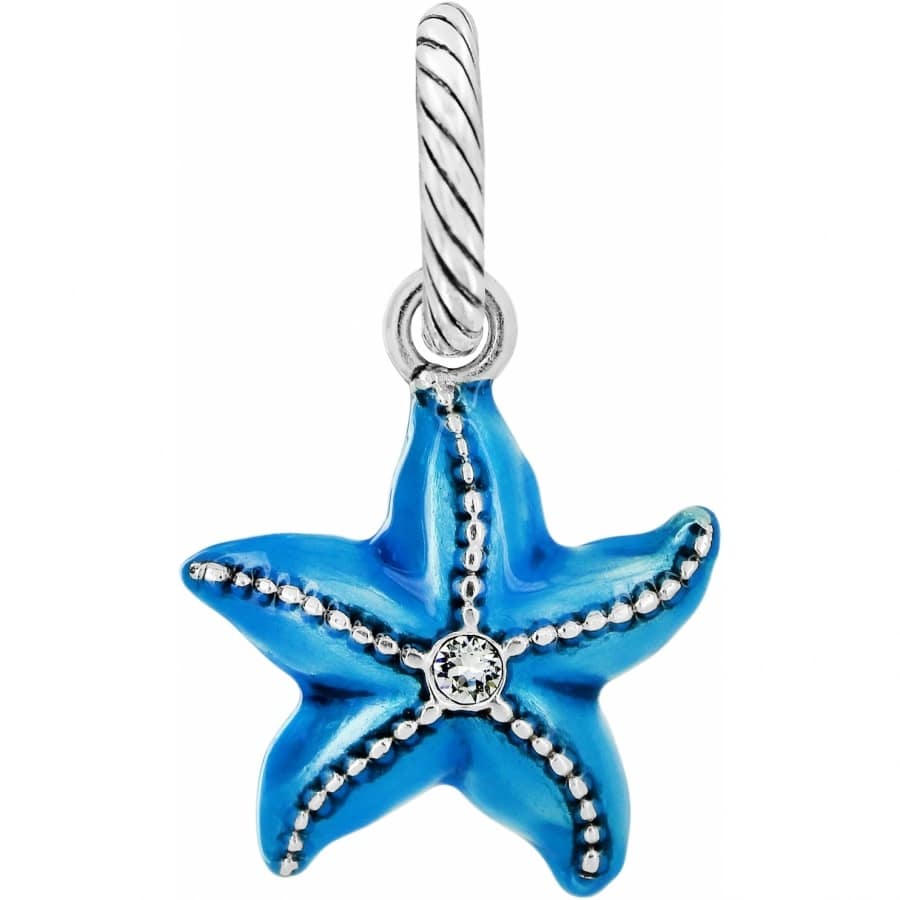 Blue Crystal Starfish Charm - Nautical Jewelry Pendant