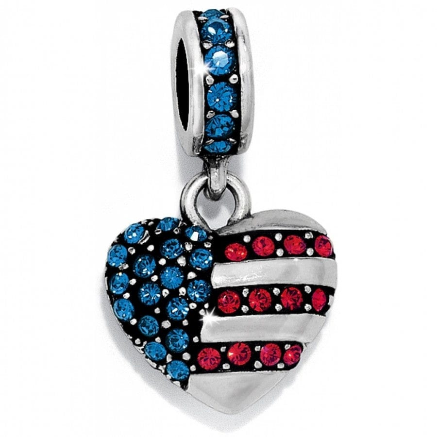 Brighton Treasures Patriotic Crystal Heart Charm - Red White Blue Jewelry