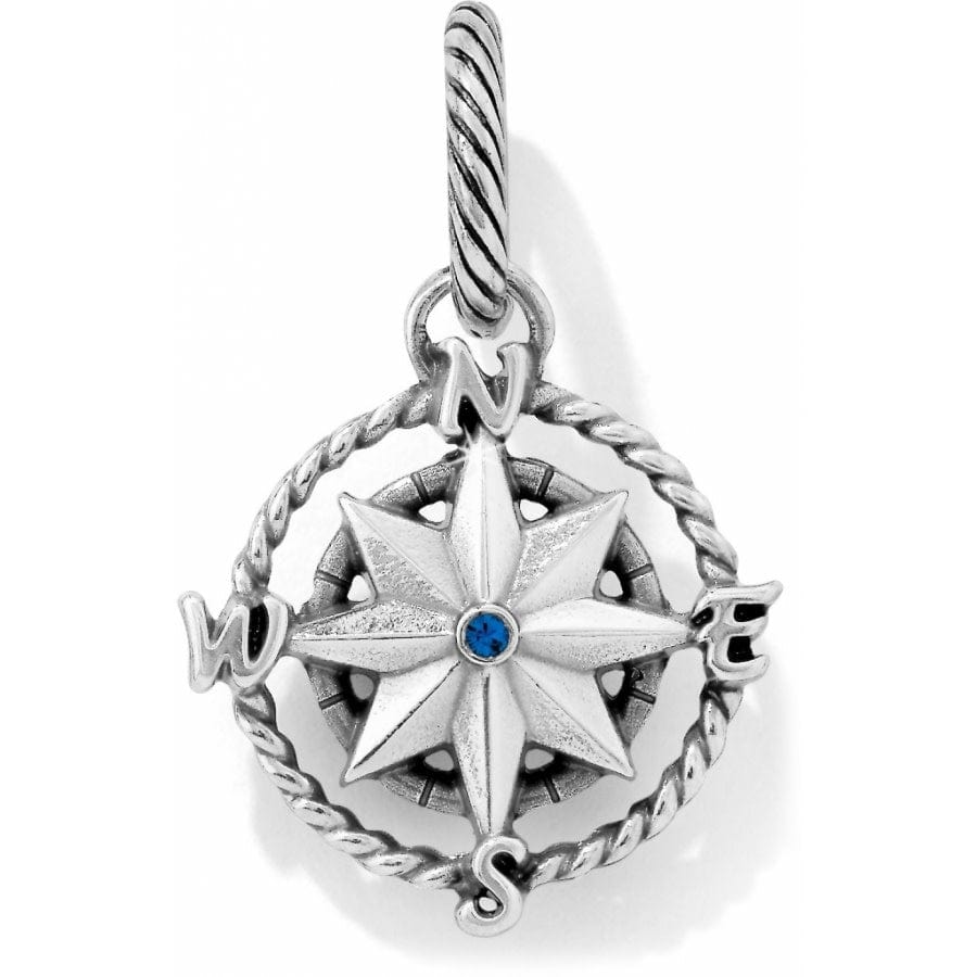 Nautical Compass Charm with Colored Crystals for Jewelry