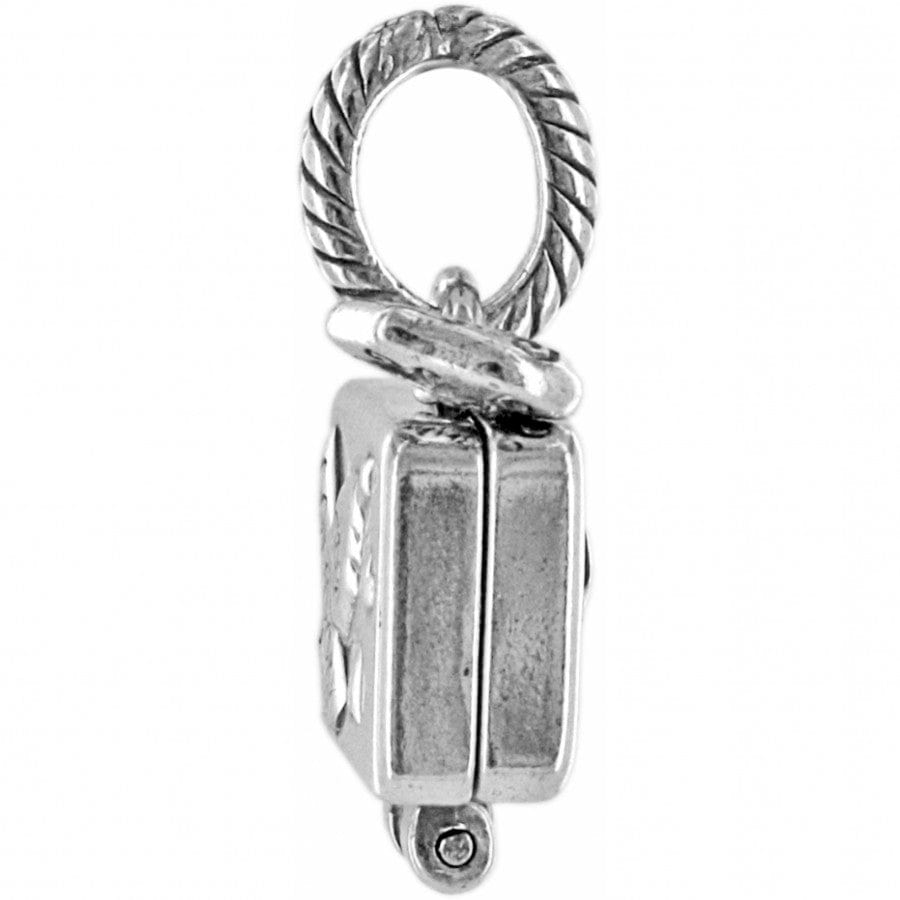 Silver Travel Charm - Mini Suitcase Pendant with Heart Detail