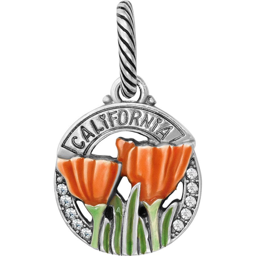 California Poppy Charm Bracelet with Hand-Applied Orange Enamel