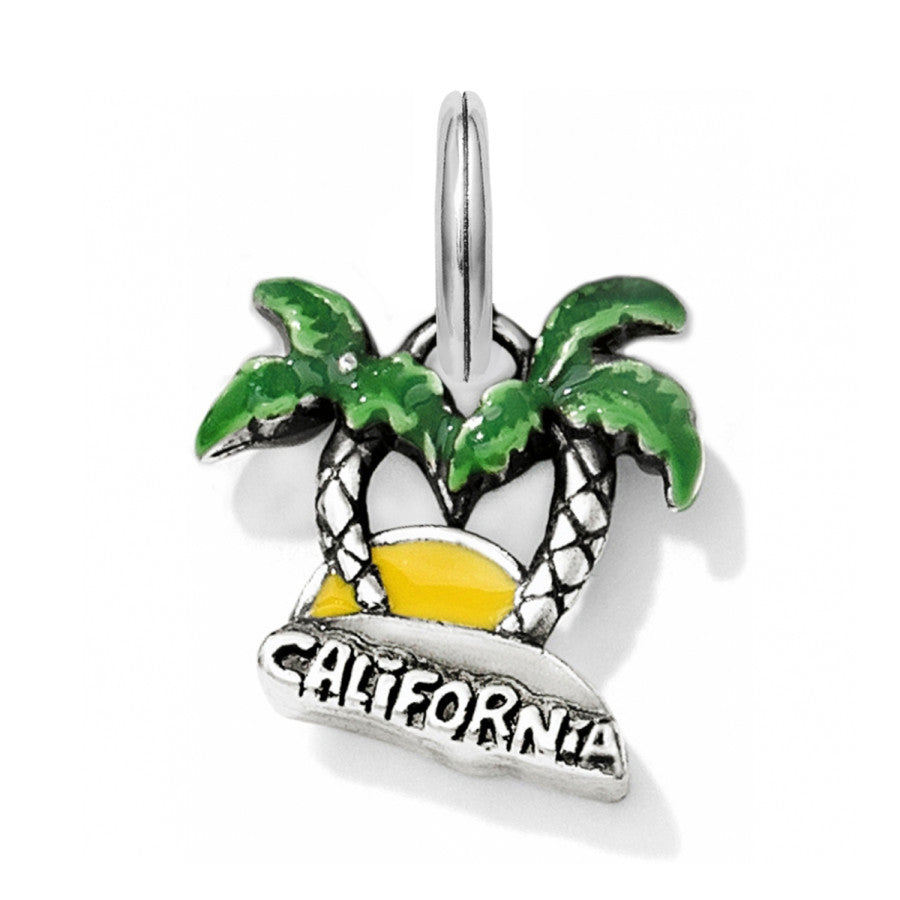 California Charm Necklace - Beachy Sunset & Palm Tree Pendant