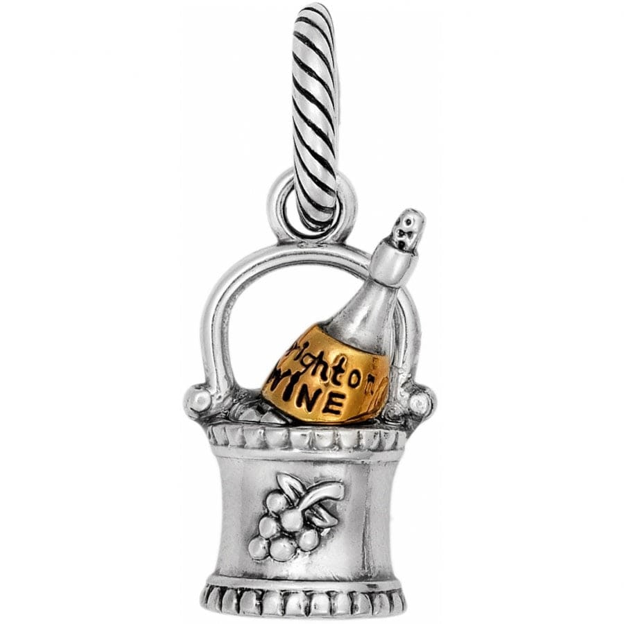 Wine Charm with Red Enamel Heart - Two-Tone Finish Jewelry