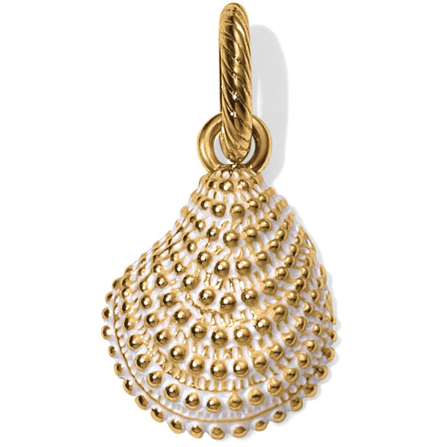 Golden Shell Charm Jewelry - White Enamel Nautical Pendant