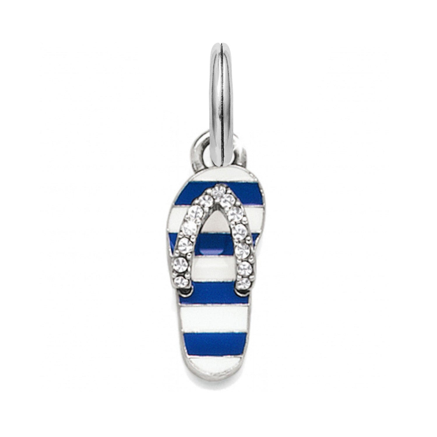 Brighton Blue & White Enamel Flip Flop Charm with Crystals