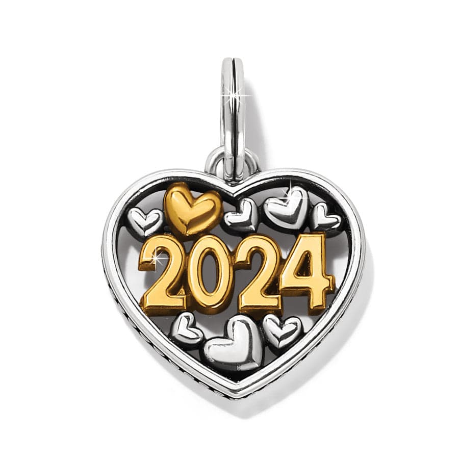 2024 Gold & Silver Heart Charm - Brighton New Year Jewelry
