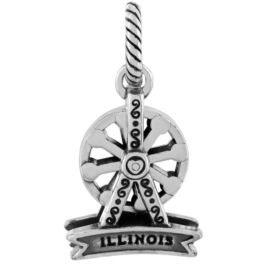 Silver-Plated Spinning Ferris Wheel Charm - Illinois Souvenir Jewelry