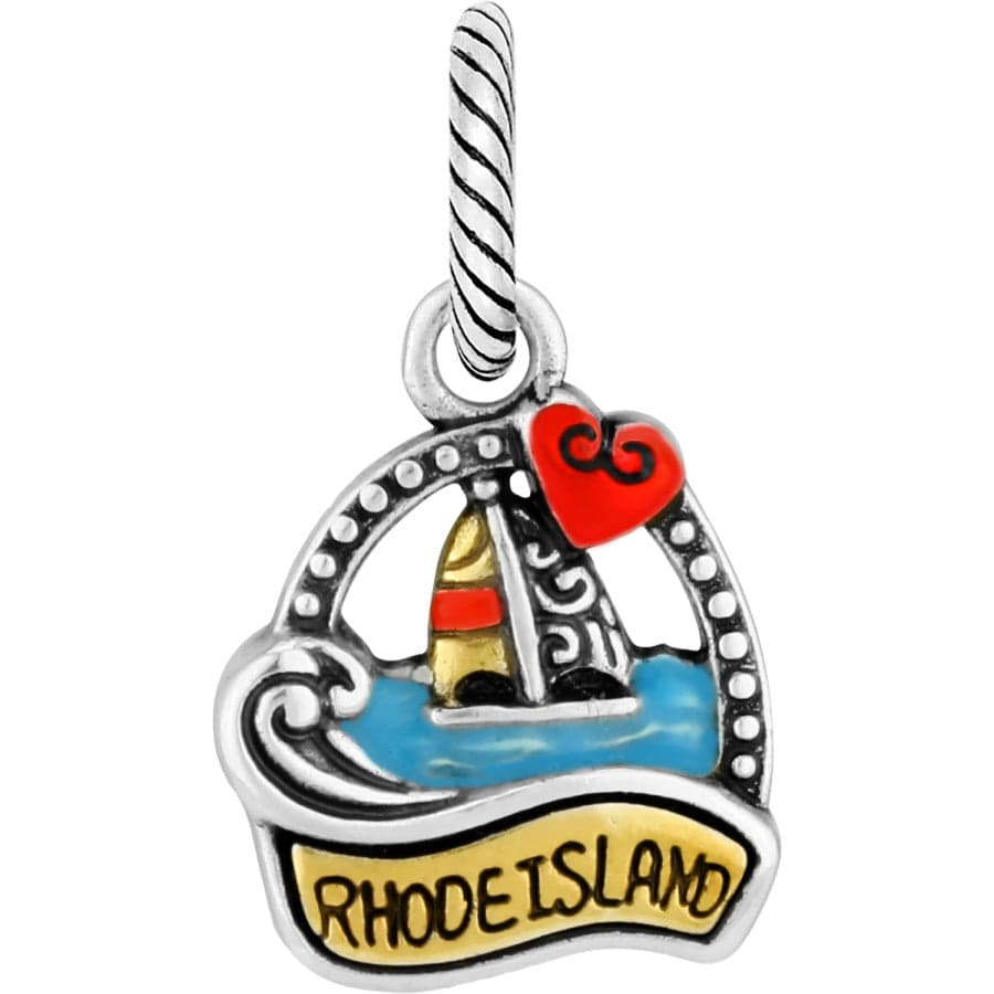 Rhode Island Charm Necklace - Heart Sailboat Pendant