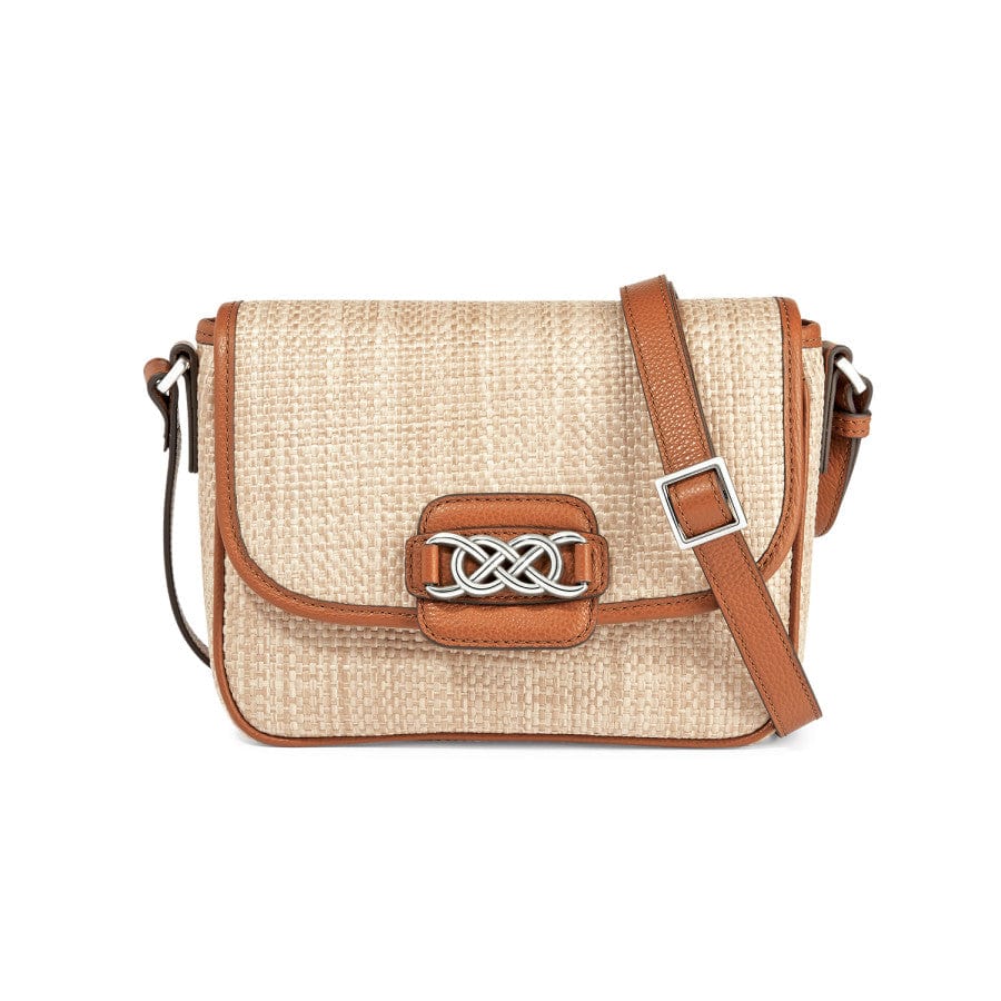 Alani Straw Flap Crossbody Bag with Leather Strap