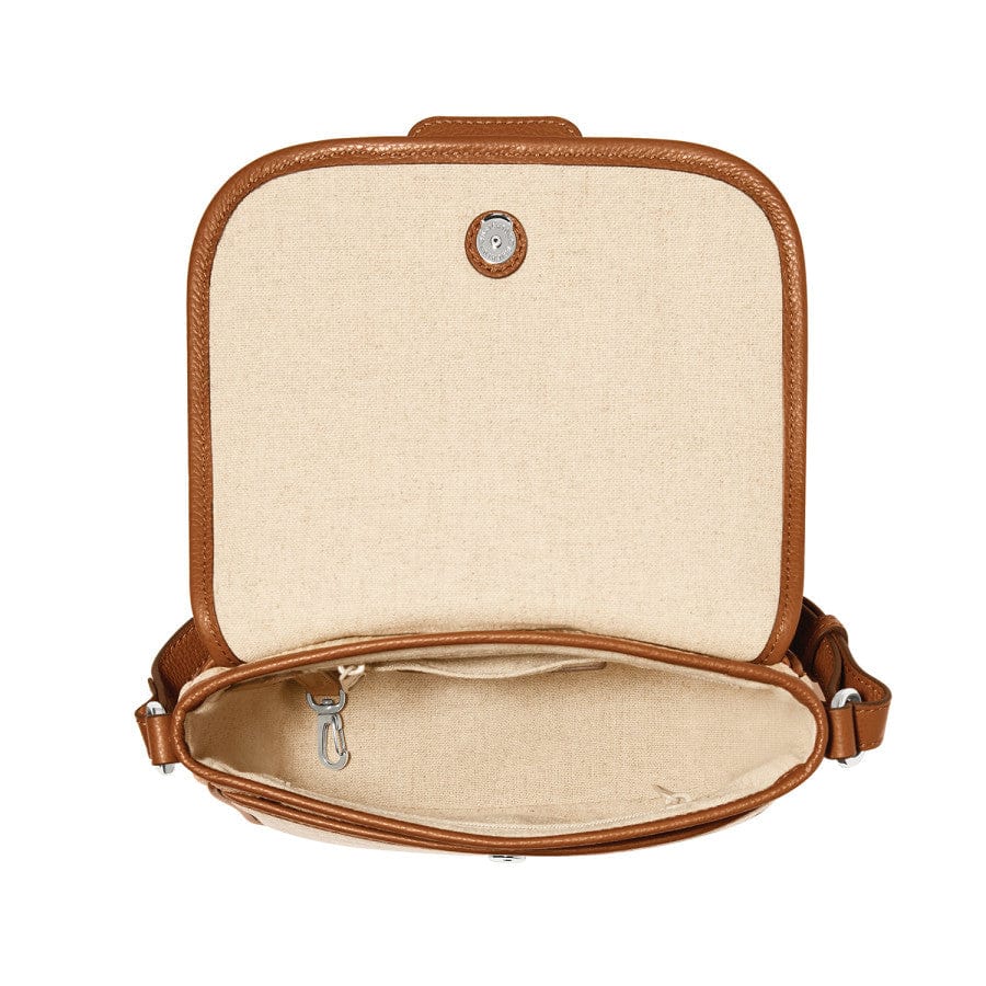 Alani Straw Flap Crossbody Bag with Leather Strap