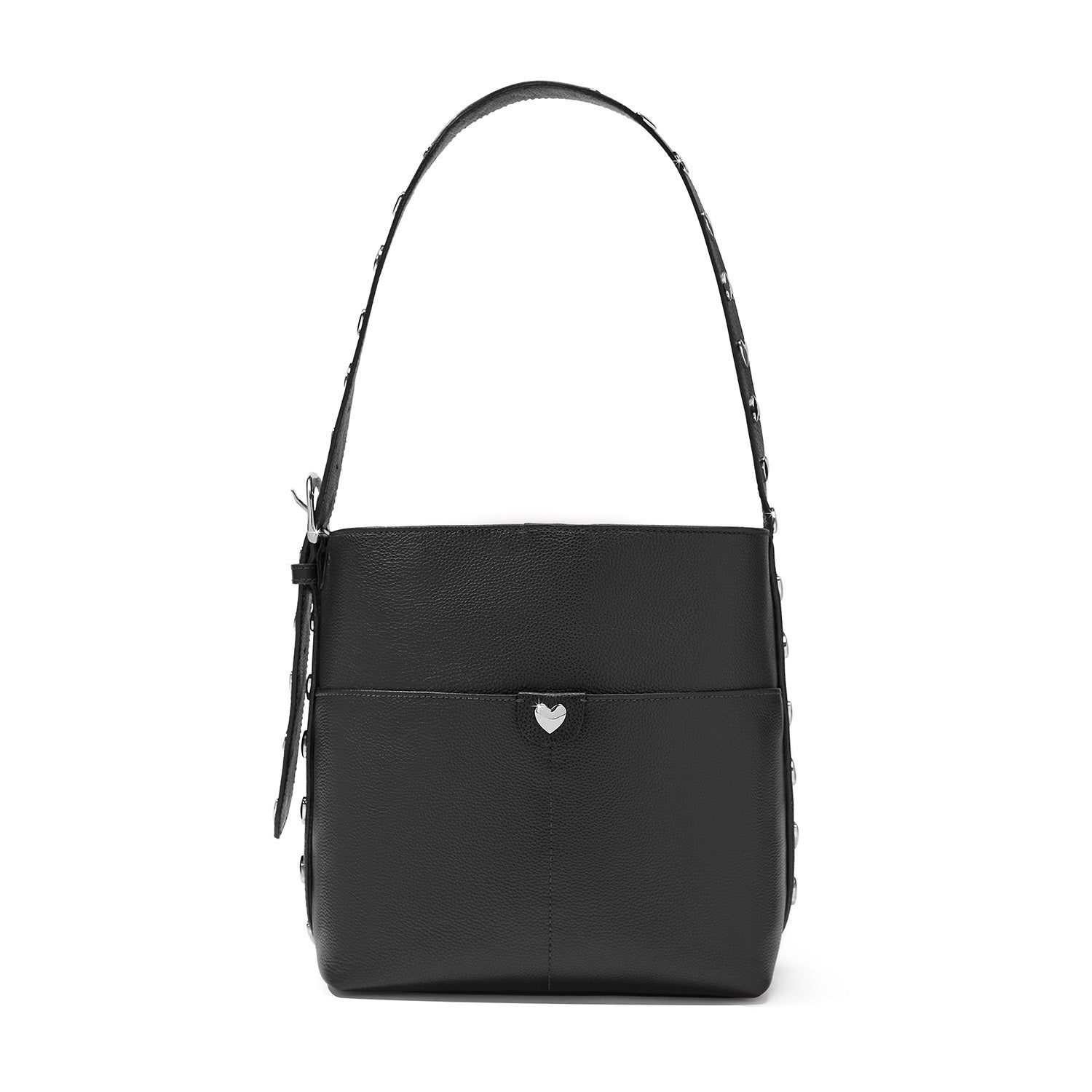 Amari Studded Leather Shoulder Bag – Pebbled Italian Leather