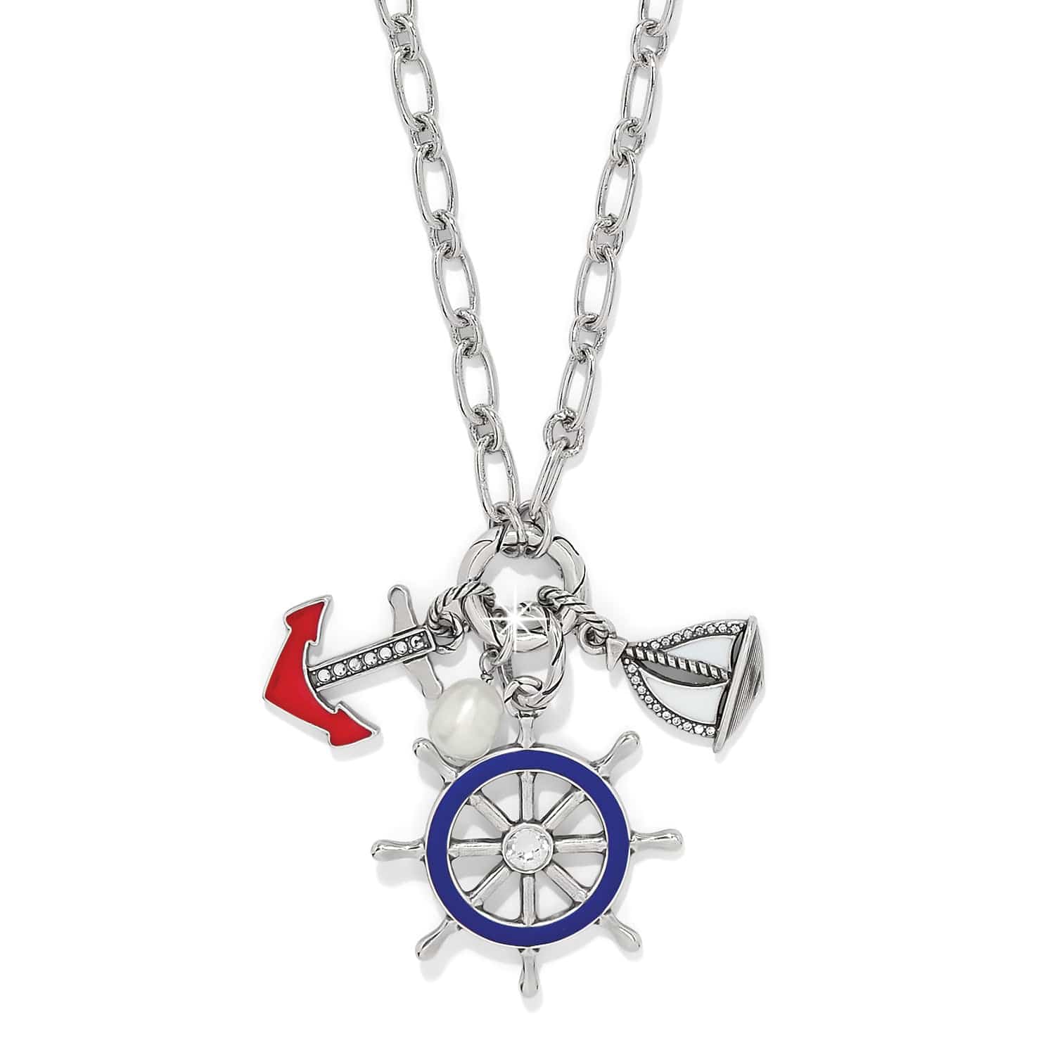 Americana Yacht Club Charm Necklace with Compass & Anchor