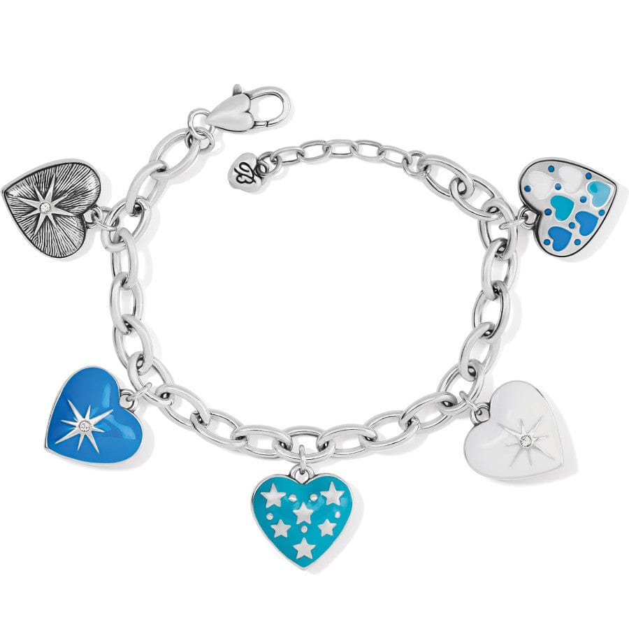 Amore Shades Blue Heart Charm Bracelet with Silver Stars