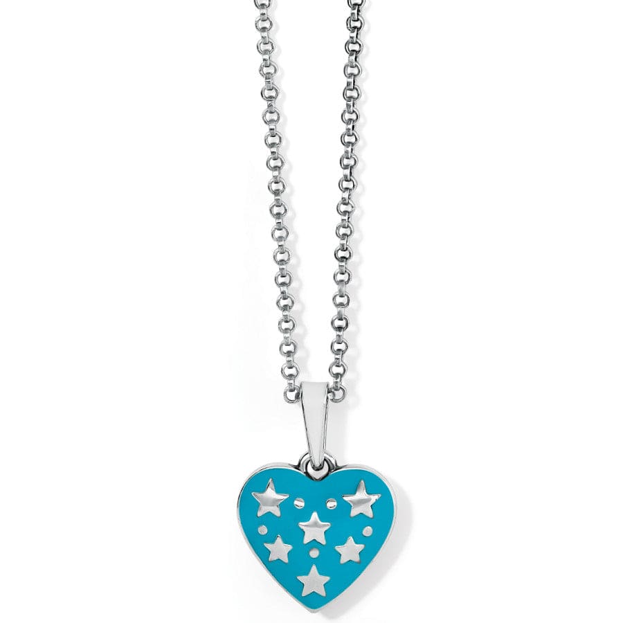 Blue Heart Pendant Necklace with Silver Stars – Amore Shades Joy