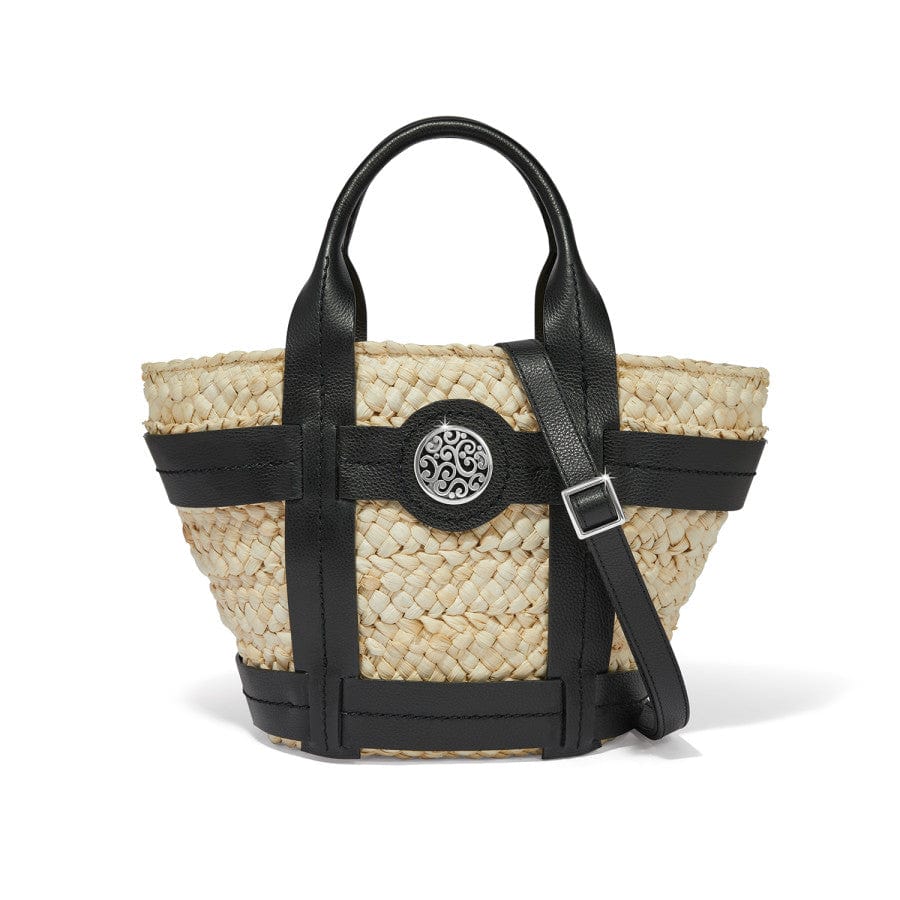 Aria Medium Straw Tote Bag with Leather Trimming