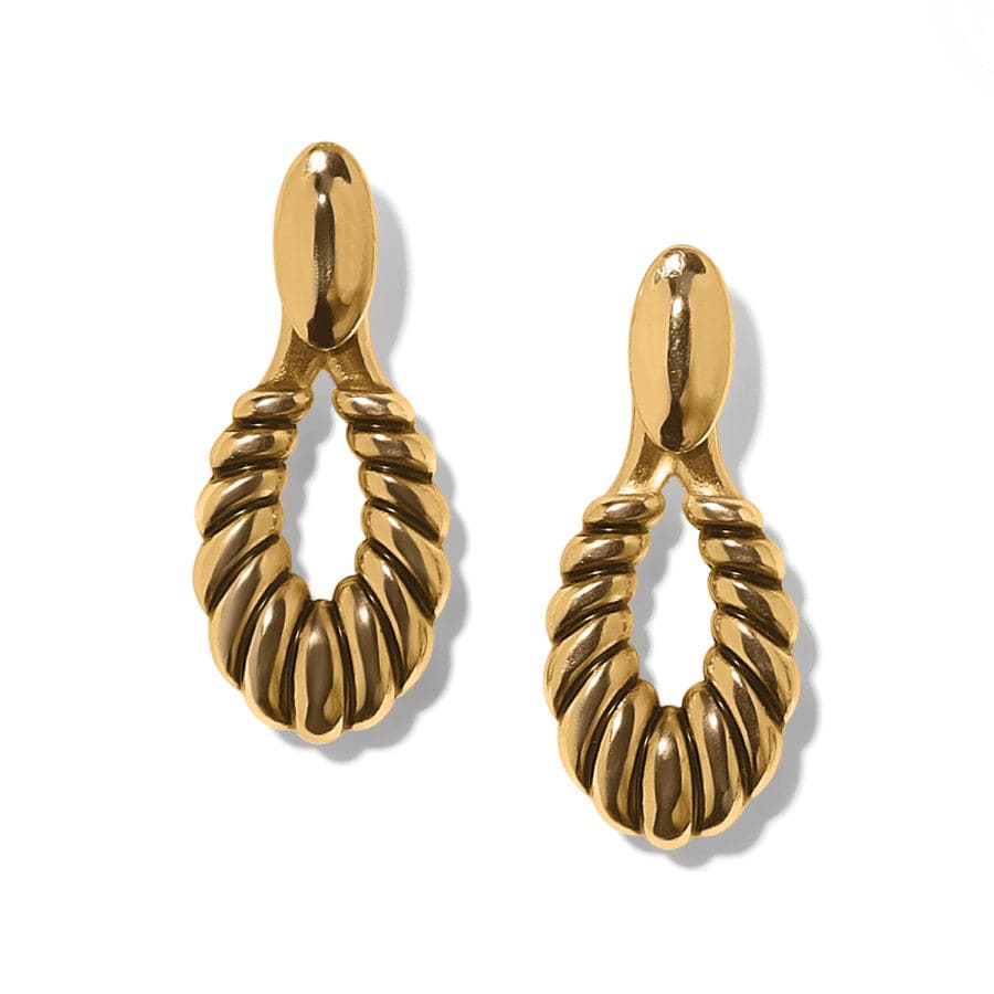 Athena Sculpted Drop Earrings with Scalloped Post Design