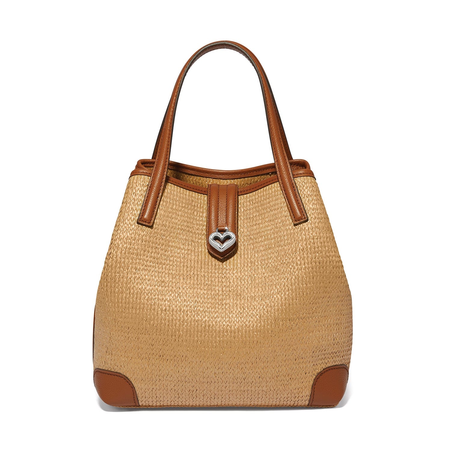 Athena Leather-Trimmed Straw Tote Bag - Roomy Neutral Tote