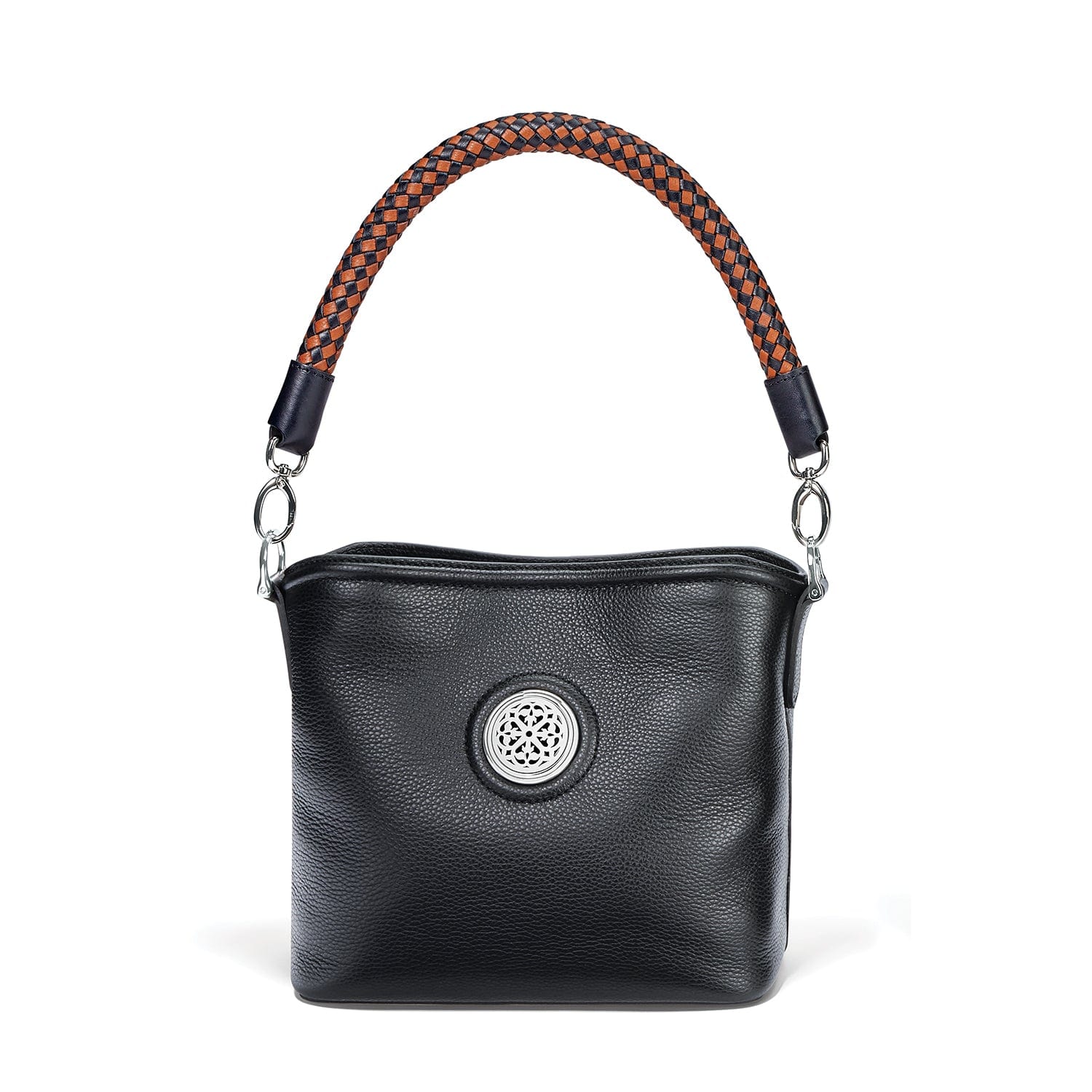 Bailey Italian Leather Shoulder Bag with Rose Window Medallion