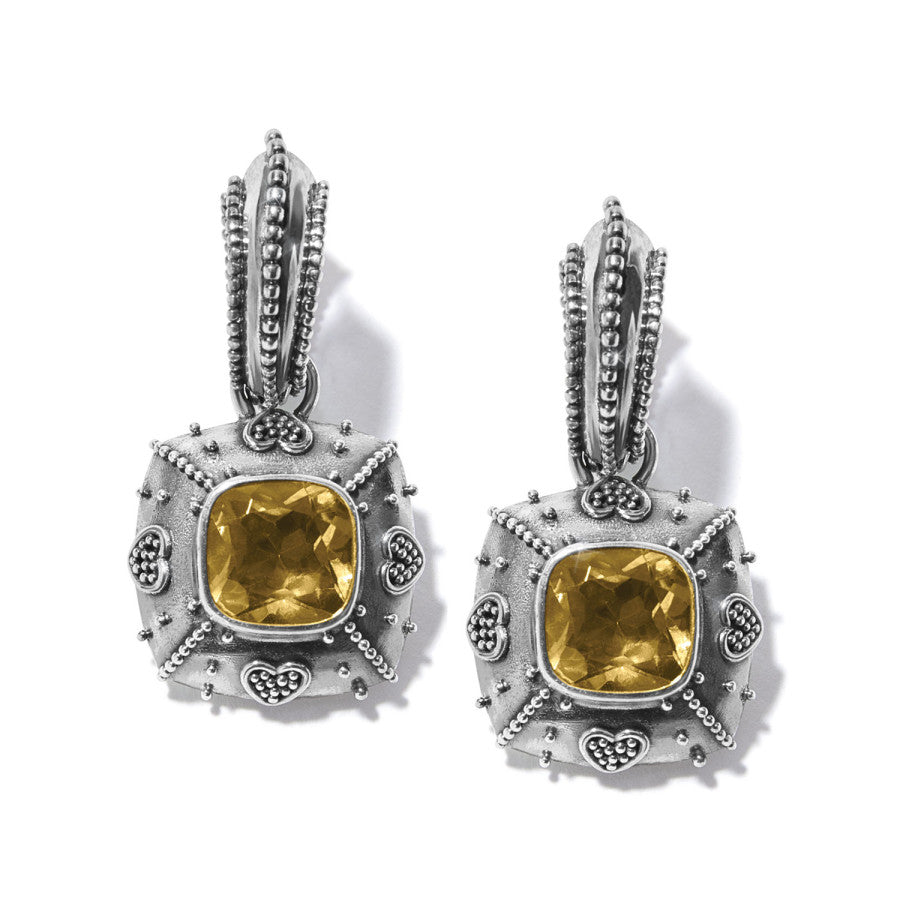 Handcrafted Bali Citrine Hoop Earrings with Balinese Granulation