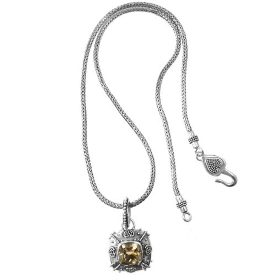 Handcrafted Bali Citrine Necklace with Balinese Granulation