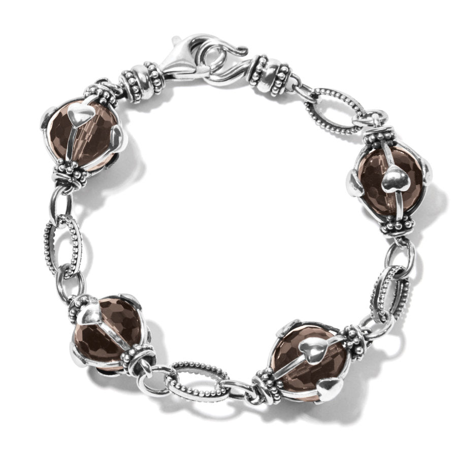 Handcrafted Bali Sterling Silver Bracelet with Smoky Quartz