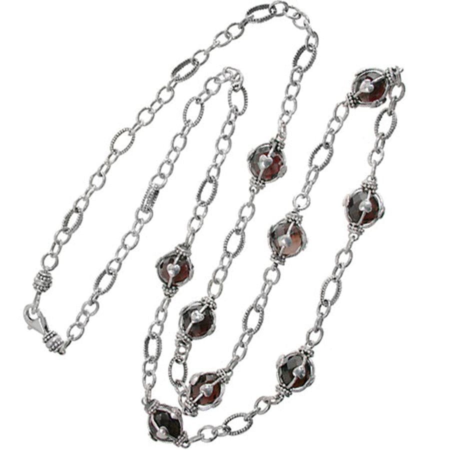 Handcrafted Bali Sterling Silver Long Necklace with Faceted Beads