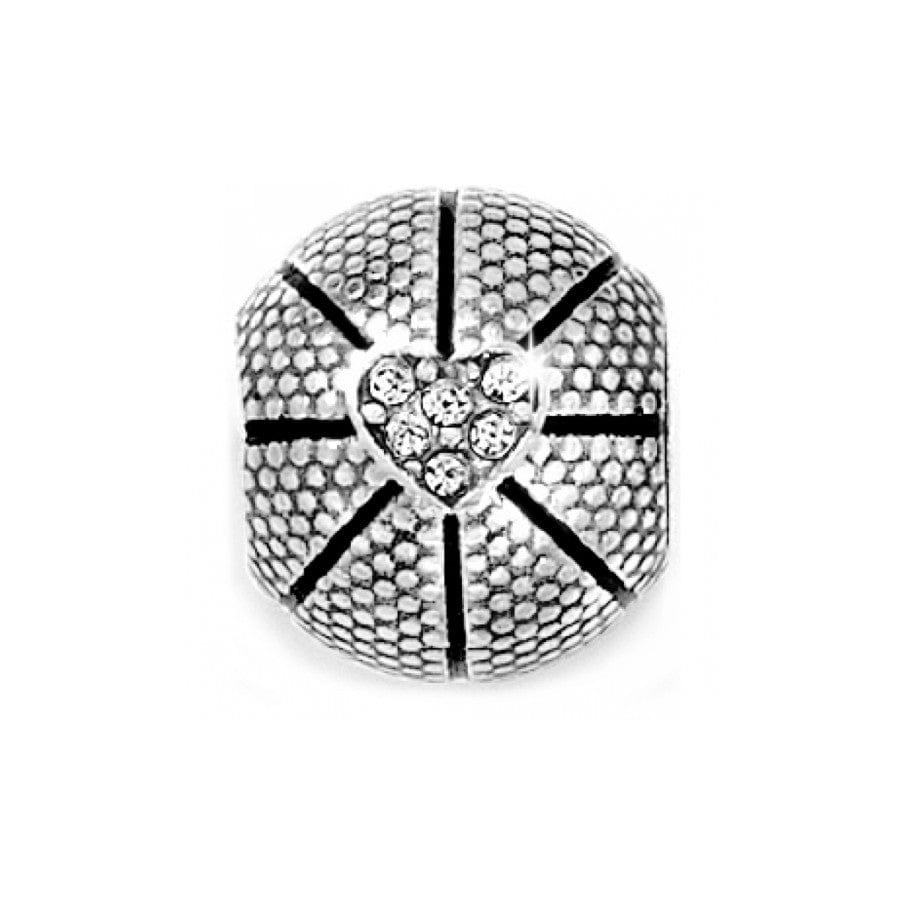 Basketball Bead Charm with Crystal Heart for Jewelry Making