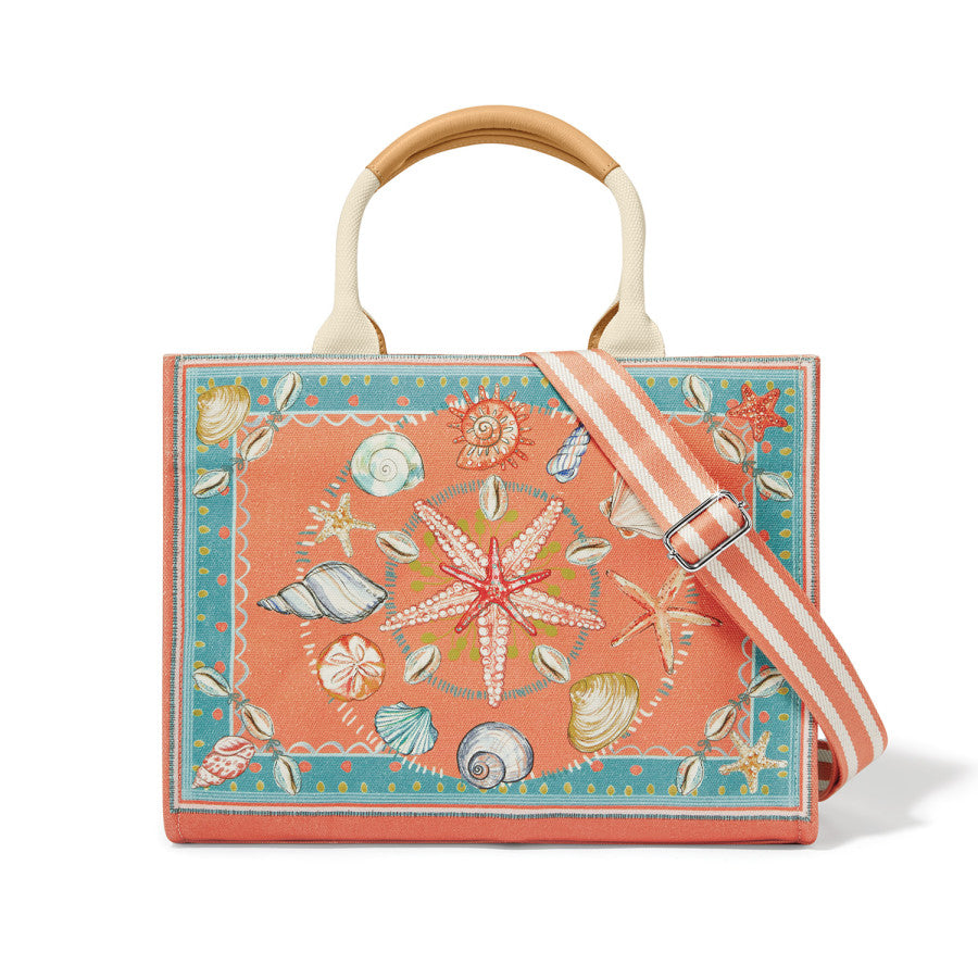Beachcomber Cotton Canvas Tote Bag with Leather Handles