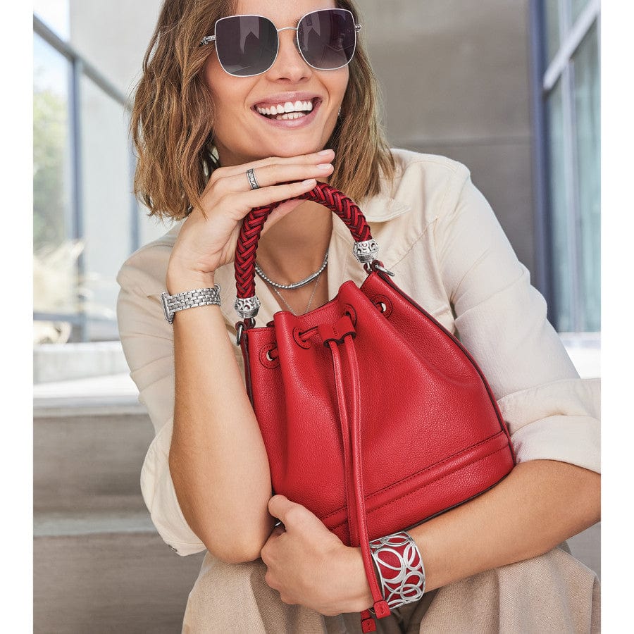 Bellita Woven Leather Bucket Bag - Adjustable Crossbody Strap