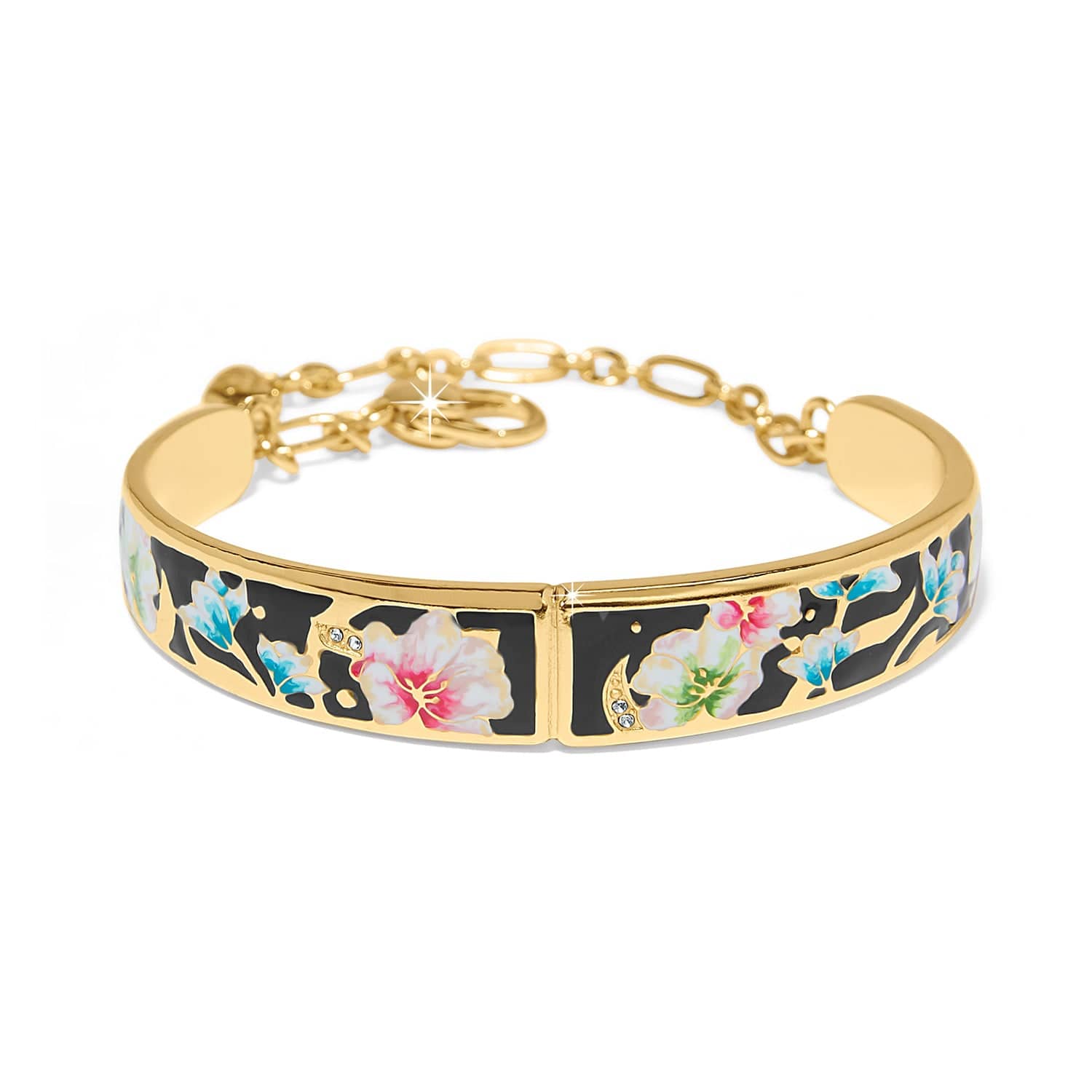 Handcrafted Enamel Bar Bracelet – Botanique Black Cloisonné Jewelry