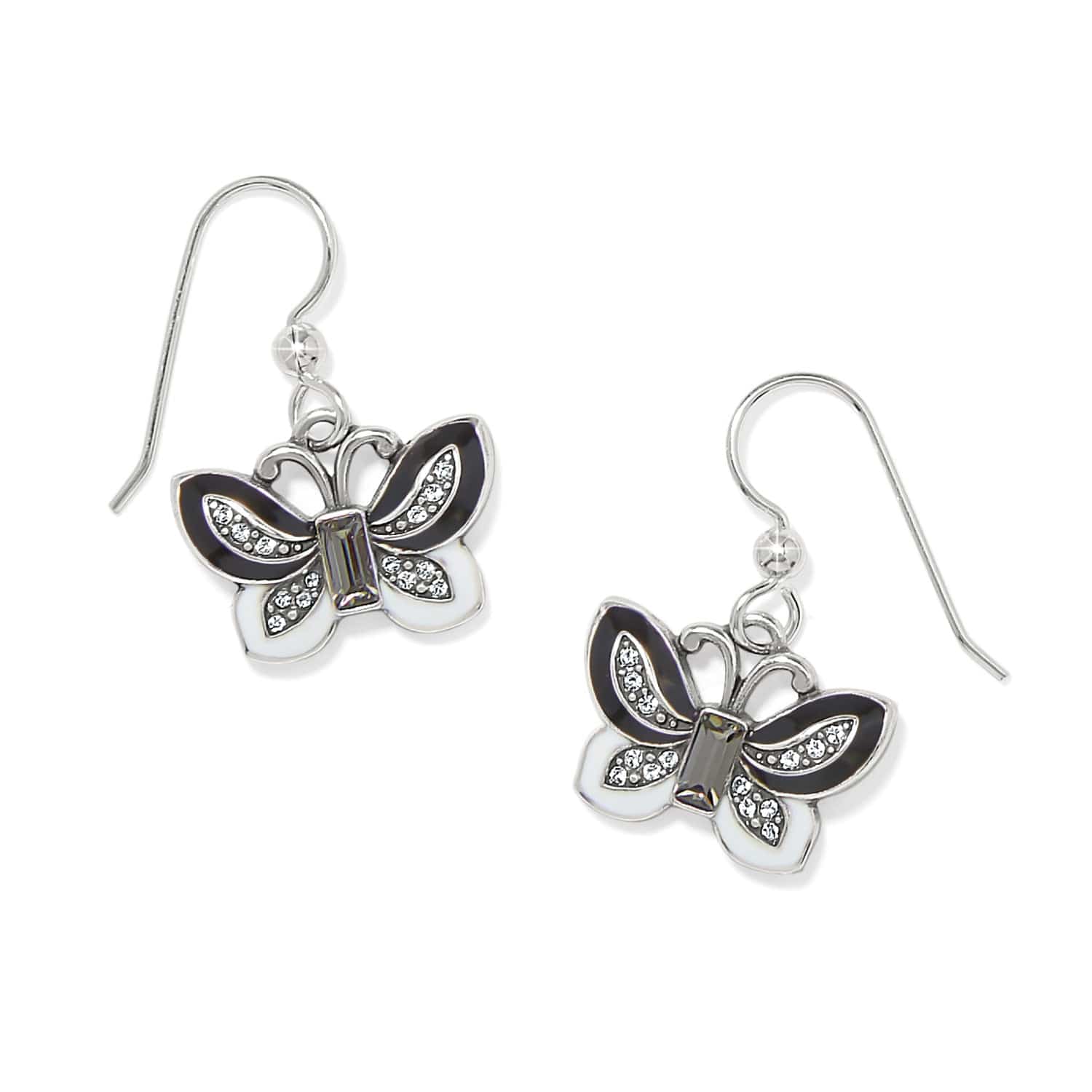 French Wire Earrings – Black & White Botanical Garden Dangle Jewelry