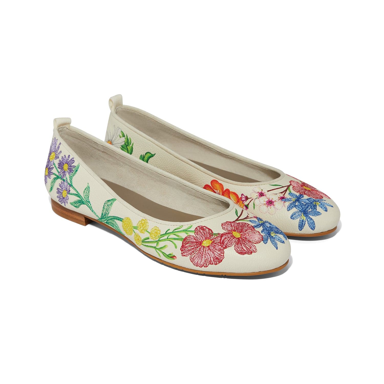 Floral Embroidered Brooke Ballerina Flat Shoes