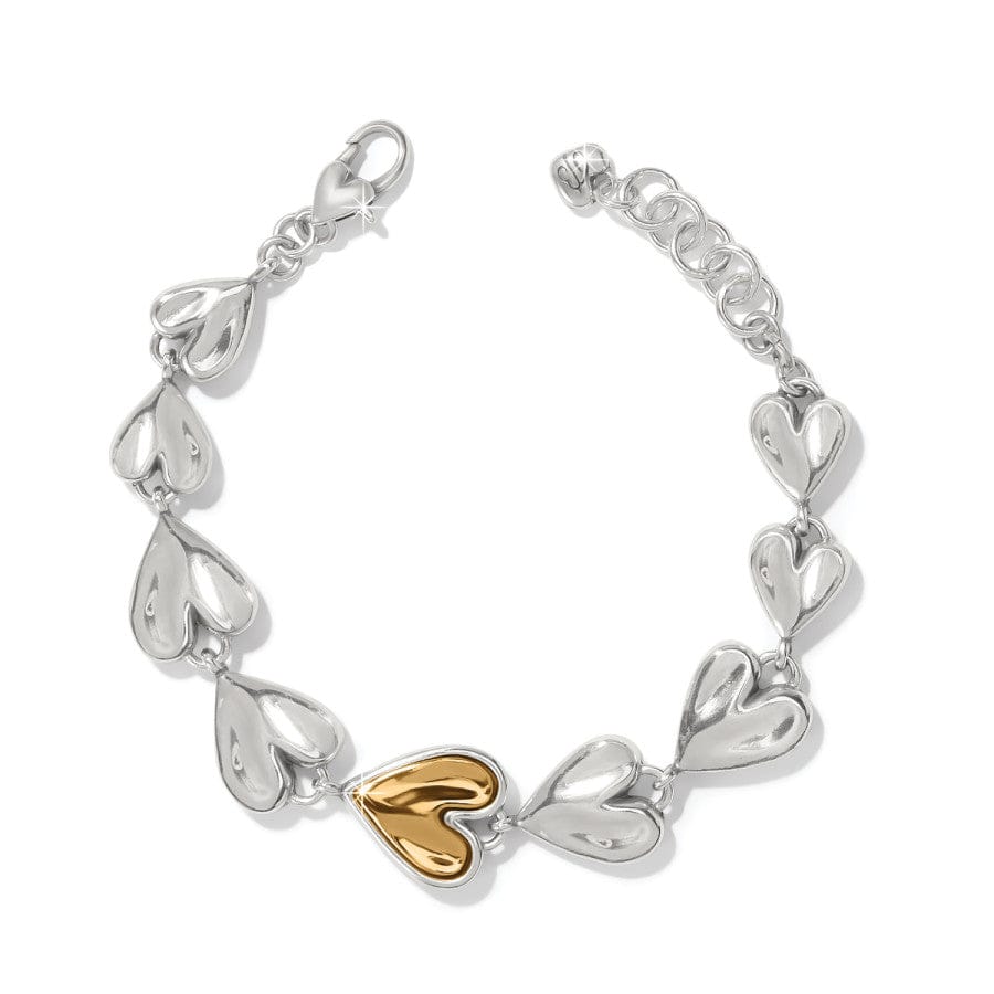 Gold Accent Heart Bracelet with Reversible Silver Design